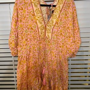 Pink floral tie back dress